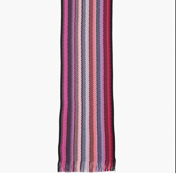 Authentic Missoni Fringe Knit Scarf Unisex Wool Blend - Picture 8 of 8